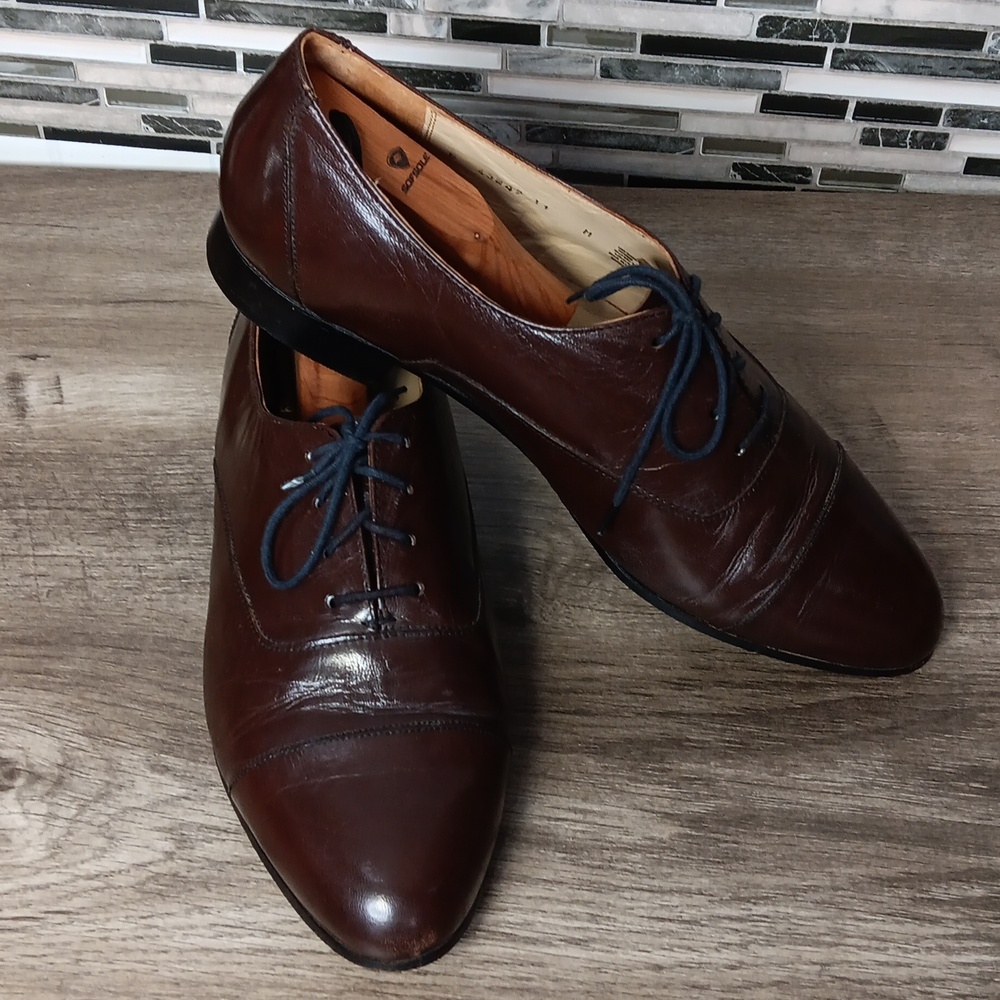 Stacy Adams Dress Shoe Chocolate Brown Leather Derbys 11M Lace Up